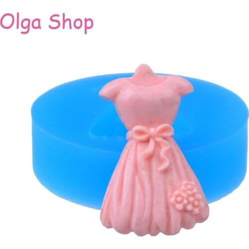 FYL001 31.7mm Lady Dress Silicone Mold - for Sugarcraft, Fondant, Chocolate, Baking Tools, Cookie Biscuit, Resin Polymer Clay