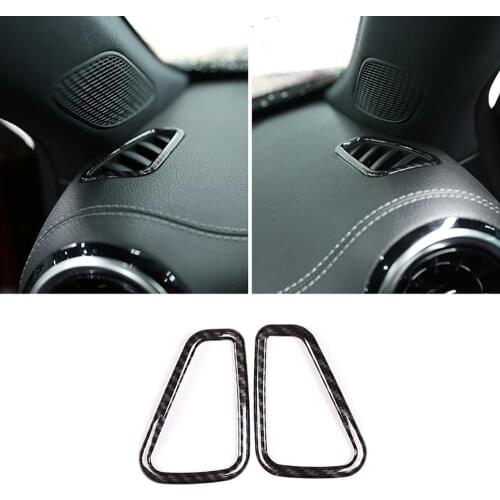 2pcs Carbon Fiber Style ABS Dashboard Air Conditioning Vent Frame Trim for Mercedes Benz A Class A180 W177 2019 Accessories