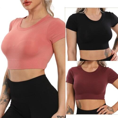 CROSS1946 Women Quick Dry Sports Yoga Shirt Short Sleeve Breathable Exercises Yoga Tops Gym Running Fitness T-Shirts Sportswear