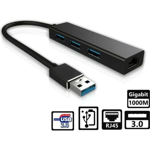 USB 3.0 Gigabit Ethernet LAN RJ45 Network Adapter 3 Ports Hubs for Windows/Mac