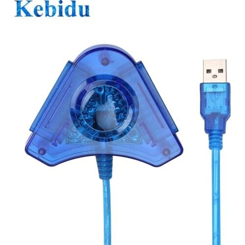 Kebidu USB Controller Gamepad Adapter PC Games Dual Ports with CD Driver Converter Cable for PlayStation 2 PS1 PS2 Joypad