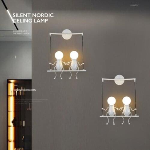 Vintage Wall Light Industrial Retro Wall Sconce Light Fixture Double Little People Wall Sconce Lighting, E27 5W LED Light Bulb