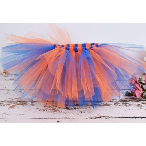Florida Gator colored Tutu Skirt Baby Girl Orange/Blue Fluffy Tutus Handmade Cute Tutus Birthday Party Halloween Costume 0-12Y