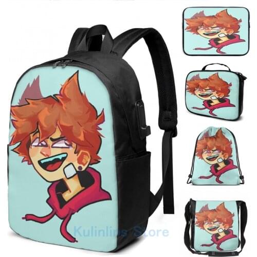 Funny Graphic print Rat boi [Eddsworld Tord] USB Charge Backpack men School bags Women bag Travel laptop bag