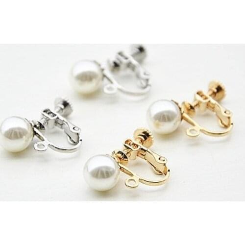 10pcs/lot 8mm Pearl Clips Earrings Screw Earrings No Piercing Earring Hooks Earring Clips Ear fashion Jewelry for women