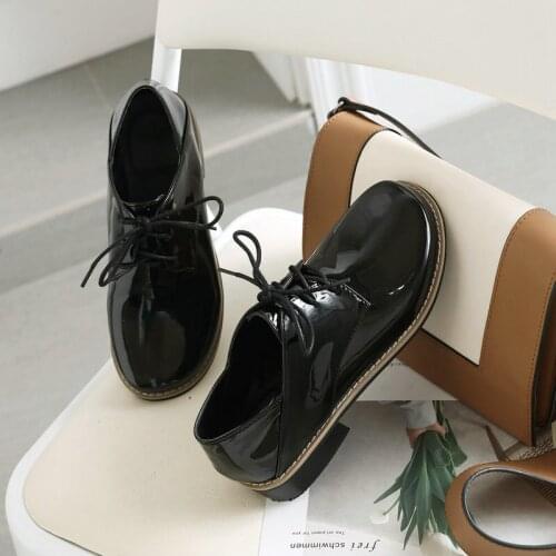 2021 Plus Size 34-48 Women Pumps Square Heels Round Toe Platform Casual Shoes Spring Summer Ladies Shoes Black Silver Brown