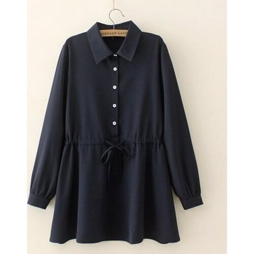 Plus Size L-4XL White Blue Womens Solid Long Sleeved Simple Chiffon Blouse Ladies' Officewear Elegant Spring Summer Tops