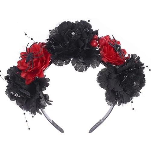 1pc Halloween Women Headband Retro Flower Spider Decor Hair Hoop Party Headband For Halloween Party Dress Up Hair Accessories