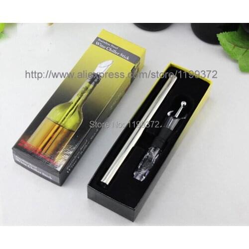 24pcs/lot # 3 in 1 Stainless Steel Wine Bottle Cooler Chill Chilling Cooling Stick with an Aerator and Pourer Spout Freezer