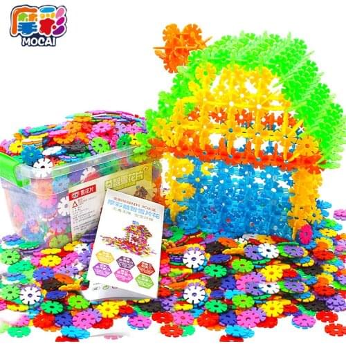 380 pcs 3cm Snow Multicolor Snowflake Building Blocks Toy Bricks DIY Assembling Early Educational Learning Classic Toys Kids