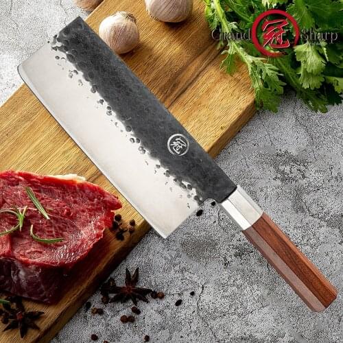 7.5 Inch Handmade Chinese Cleaver High Carbon 4cr13 Steel Cooking Slicing Tools Professional Chef Kitchen Knife Gift GRANDSHARP
