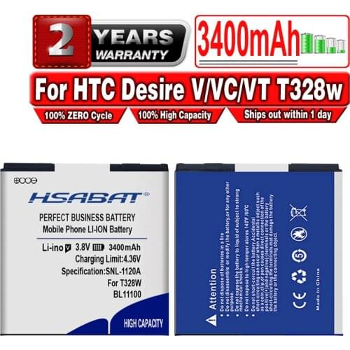 HSABAT 3400mAh BL11100 Battery for HTC Desire V/VC/VT T328w T328d T328t Sensation XE Z710E G14 G17 EVO 3D X515d X515m Battery