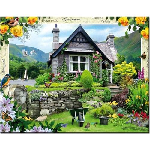 Full Square Round Drill New 5D Diamond Painting Garden Villa DIY Diamond Embroidery landscape Rhinestone Mosaic Home Decor P201