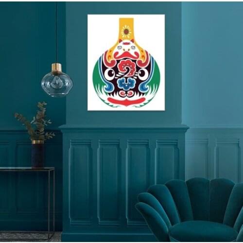 Free Shipping Graffiti Cartoon Painting 100%Hand Painted Oil Painting Facial Makeup On Canvas For Room Decoration