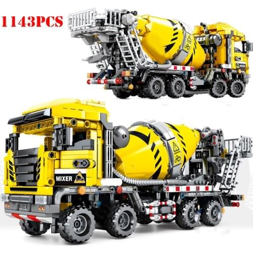 1143+Pcs City Engineering Bulldozer Machine Mixer Truck Building Blocks Compatible Technical Construction Bricks Toys