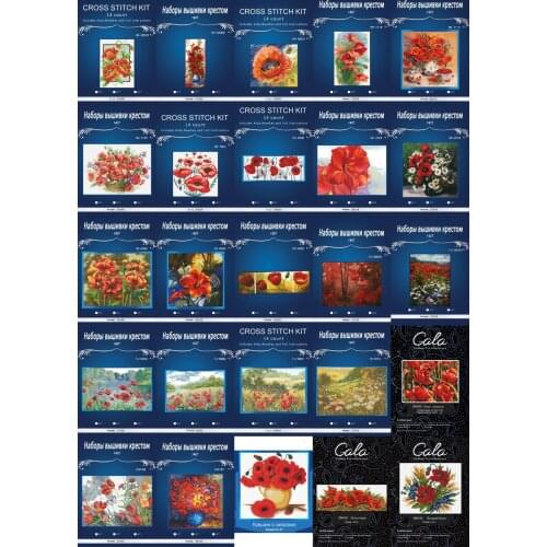 Poppy Flowers styles Counted Cross Stitch 14CT Cross-Stitch Kit Handmade Embroidery Needlework JCS Similar dim quality