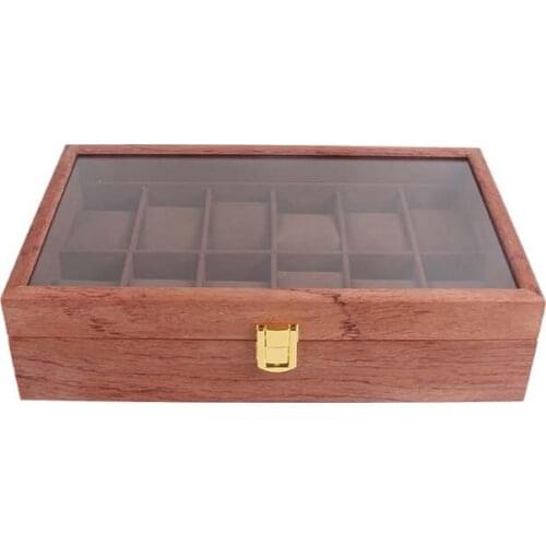 12Grids Wooden Watch Box Retro Watch Case Holder Organizer Storage Box for Men Watches Jewelry Boxes Display Best Gift