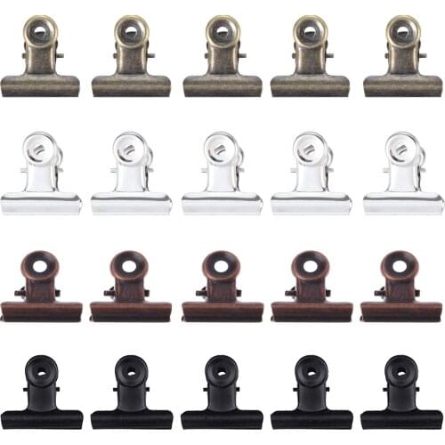 DRELD 5pcs 30*32mm Bulldog Clips Mini Metal Hinge Clips File Paper Money Binder Clamps For Tags Bags Shops Office Home Kitchen