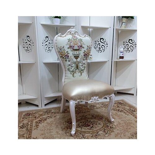 European-style dining chair solid wood soft chair princess chair ivory white hotel manicure and dressing back chair
