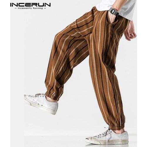 INCERUN 2021 New Korean Style Straight Pants Mens Fashion Casual Trousers Streetwear Loose Trousers Men Wide Leg Pant S-5XL