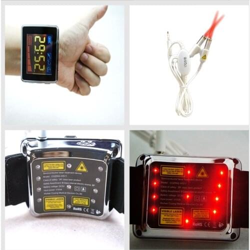 Low Level Laser Therapy Watch 650nm laser treatment Diabetes Rhinitis Cholesterol reduce high blood pressure