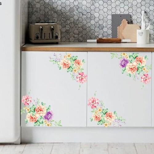 Peony Flowers Wall Stickers Art Home Decor Wallpaper Removable Vinyl Wall Decals for Kids Living Room Toilet Fridge Decorations