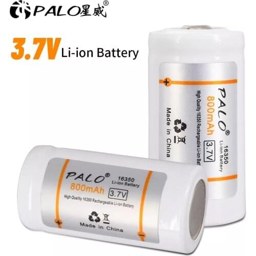PALO Brand New Original 3.7V Lithium Li-ion 16340 16350 Battery 800mAh CR123A Rechargeable BCR123 For Laser Pen LED Flashlight