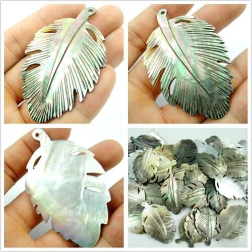 3pc Natural Sea SHELL hand-carved Leaves Pendant Jewelry making necklace for Women Vintage Jewelry Friendship Gifts F44