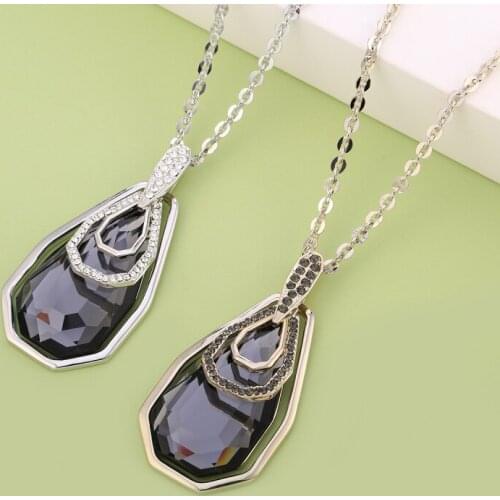 Luxury Big Rhinestone Pendant Neckalce for Women Statement Long Sweater Chain Female Necklace High Quality Jewelry Gift 2020