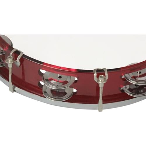 Hand Tambourine ABS Plastic Tambourine With Jingles Bell 10 '' - Red
