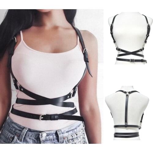 HATCYGGO Sexy Slim Leather Harness Belts For Women Body Bondage Waist Belt Female High Garter Belt Black Suspende Belts