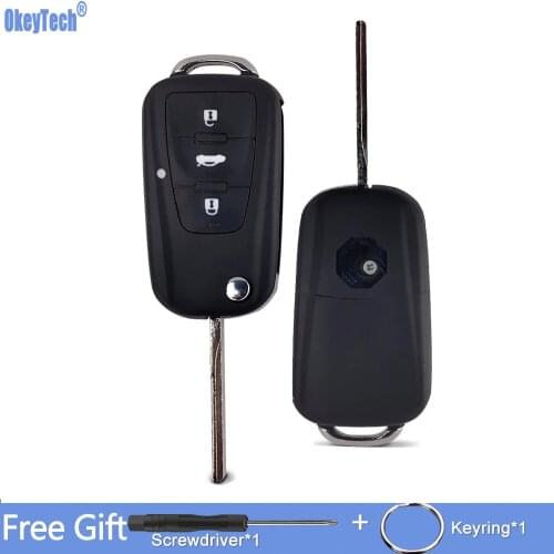 OkeyTech Flip Folding Remote Control Car Key For Roewe MG5 MG7 MG GT GS 350 360 750 W5 Replacement 3 Button Key Shell Case Cover