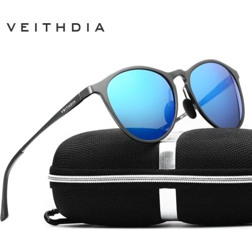VEITHDIA 2020 Unisex Vintage Sunglasses Round Polarized Lens Sun Glasses Aluminum Brand Designer Glasses for Men/Women 6625
