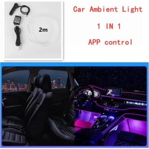 Led Ambient Light Car Atmosphere Lamp El Wire Strip Light RGB Colorful APP Control Car Interior Light With 12V Cigerette Lighter