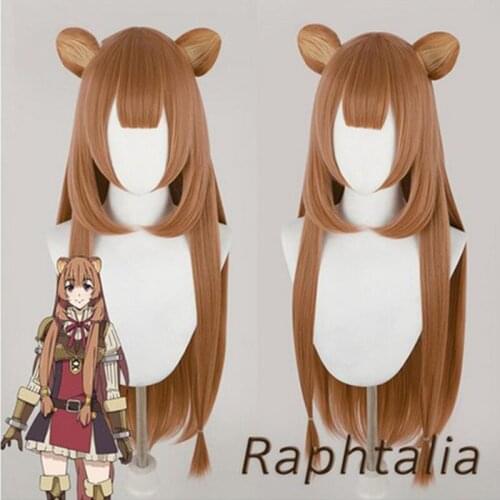 Tate no Yuusha no Nariagari Raphtalia Cosplay Wig with EARS Straight Brown Wig The Rising of the Shield Hero Cosplay Wig