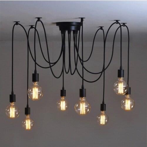 Vintage Loft Led Pendant Lamp Foyer Hotel Hall Chandeliers Restaurant Hanglamp Bedroom Spider Lamp Home Deco G80 Bulb Luminaire