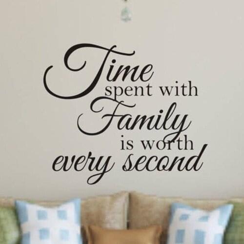 Time Spent with Family Is Worth Every Second Quotes Wall Sticker Home Decor Living Room Bedroom Family Love Decals Mural S233