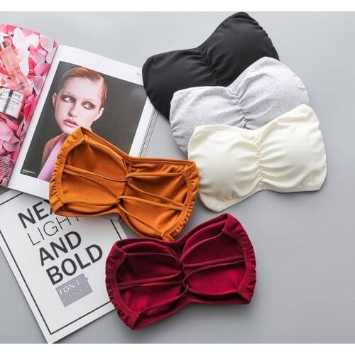Pure Cotton Strapless Tube Tops Cross Beauty Back Tube Top Student Girls' One-word Bra Comfortable Anti Exposure Underwear Woman