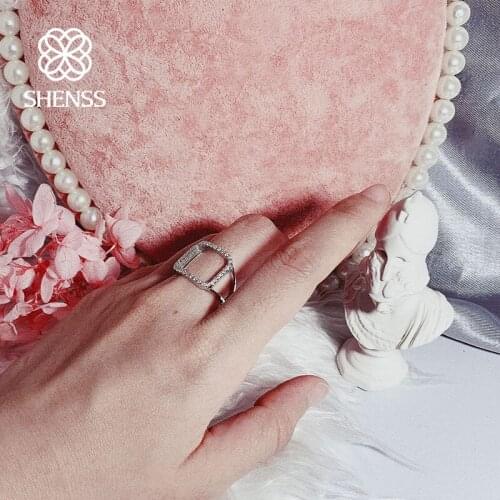 Elegant Quality 925 Rings Adjustable Fashion Geometry Zircon Ring 925 Sterling Silver Ring for Women