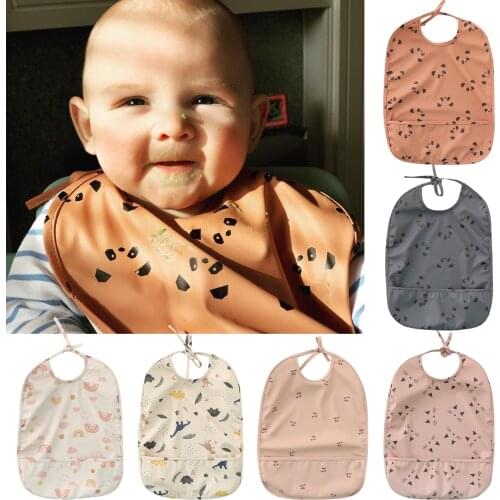 1Pcs New Waterproof Baby Eating Children Drawing Sleeveless Cartoon Baby Bandana Bibs Baby Apron Babador Bandana Burp Cloths