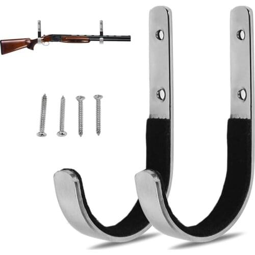 2 Pack Stainless Steel Rifle Hangers Premium Gun Rack and Gun Hanger for Wall Organizer Wall Mount for Shotgun Storage