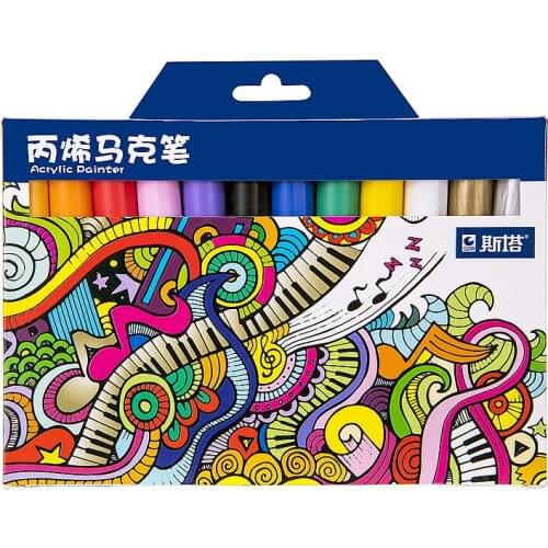 STA 24 Colors Acrylic Painter Water-based Dye Ink Art Marker for School Painting Supplies Art Creative DIY Graffit New Art pen