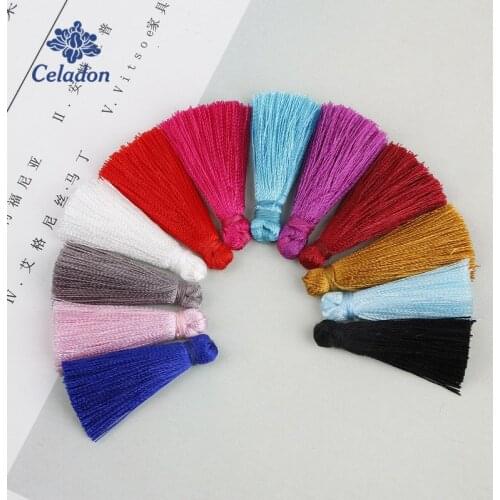 30pcs 3.5cm Polyester Silk Tassel Earrings Charms Chinese Knot Cotton Tassels For Diy Jewelry Making Findings Borlas Piel
