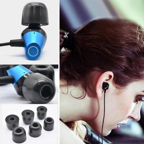 5 Pairs Noise Memory Foam In-ear Earphones Earbuds Tips Eartips Earplug Black