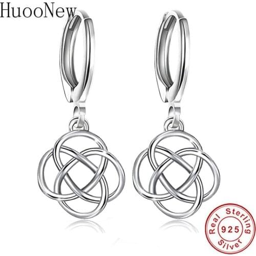 925 Sterling Silver Infinity Love Forever Circle Interlinked Bead Hoop Earring Piercing Pendientes Boucles Doreilles For Women