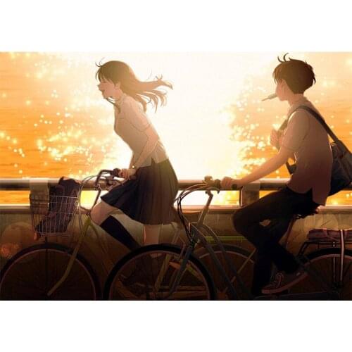 DIY Diamond Painting School girl boy bicycle 5D Crystal square Round Diamond Painting Embroidery Home Decor Diamond Mosaic Gift