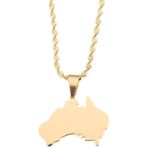 Stainless Steel The Commonwealth of Australia Map Pendant Necklaces AUS Country Maps Charm Jewelry