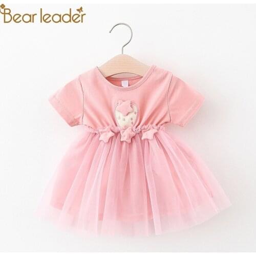 Bear Leader Baby Girls Dress Summer Cute Cartoon Baby Princess Birthday Party Mesh Dresses Costume Toddler Infant Kids Clothing