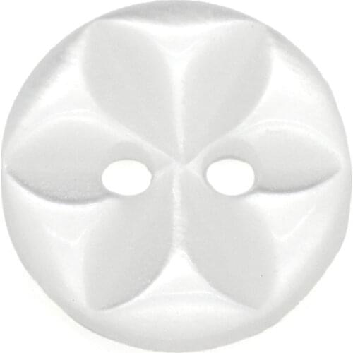 DoreenBeads Resin Sewing Button Scrapbooking Round White 2 Holes Flower Pattern 11.0mm( 3/8")Dia,10 PCs