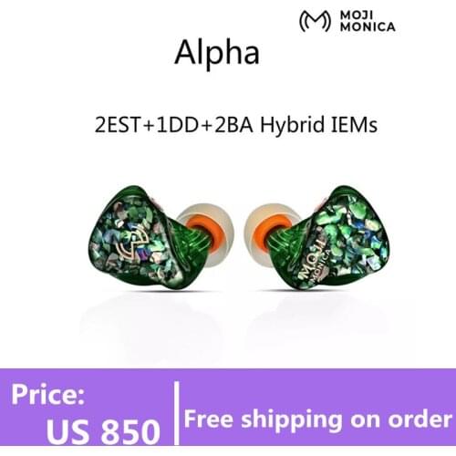 Moji Monica Alpha 2EST+1DD+2BA Hybrid IEMs Hifi Music Monitor DJ Studio Sport MMCX Hand Made Earphone Earbuds ES12 AQ7 Baldr QDC